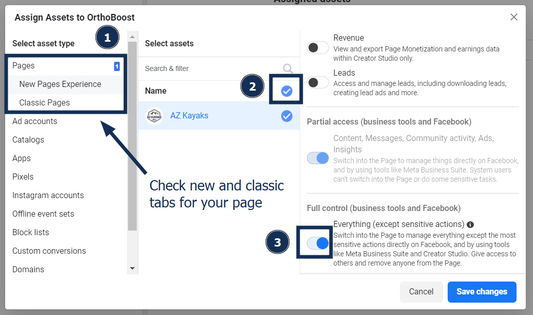 Step 4: Give access to FB Page