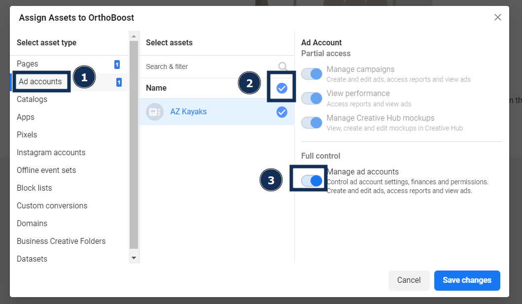 Step 5: Give access to Ad Account